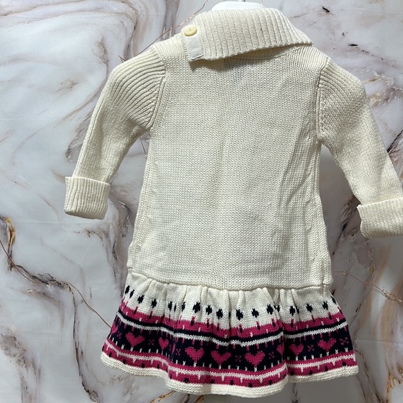 Baby Gap Cable Knit Dress Long Sleeve with Patterned Edge Buttons Cream Sz 3-6M - Picture 6 of 14